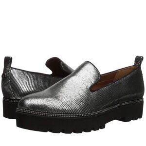 Franco Sarto Metallic Silver Slip-On Shoes Size 9